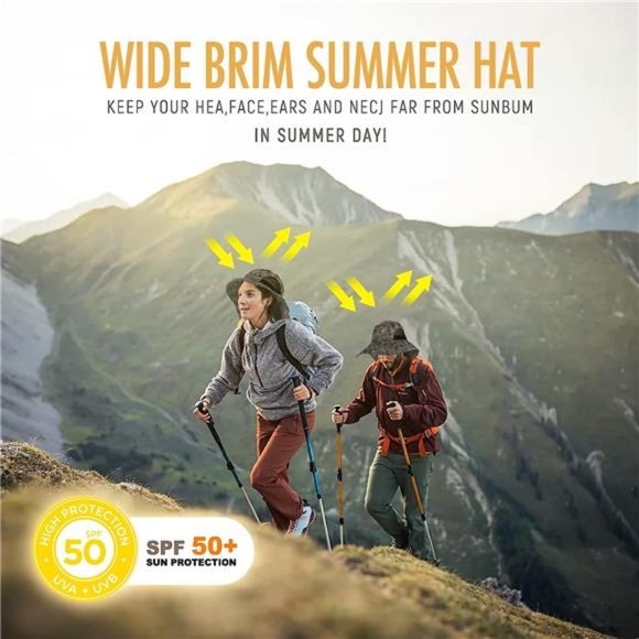 Outdoor Sun Hat for Men with 50+ UPF Protection Safari Cap Wide Brim Fishing Hat - Picture 3 of 6